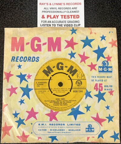 Eric Burdon And The Animals – Good Times 7'' Vinyl 1967 CLEANED/TESTED VG VIDEO