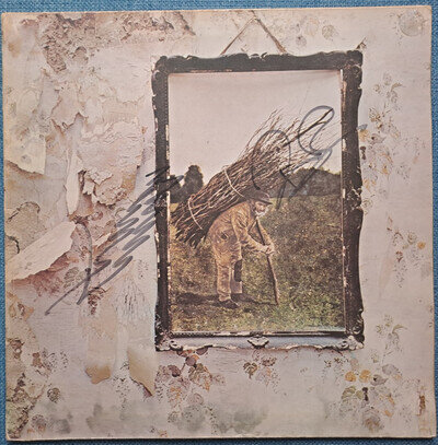 LED ZEPPELIN 4 IV - 12" VINYL LP ALBUM RECORD - SIGNED ROBERT PLANT JIMMY PAGE