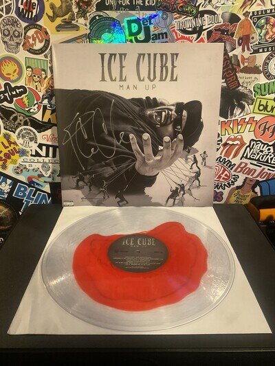 ICE CUBE Man Up VG++ CLEAR WITH RED VINYL AUTOGRAPHED SIGNED