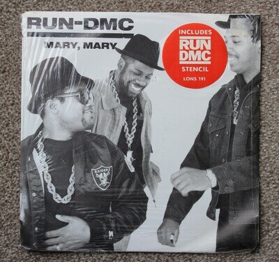 Run-DMC 7" Mary, Mary P/S 1988 Stencil Pack Sealed.