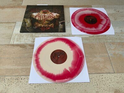 OBITUARY INKED IN BLOOD RARE LTD EMBOSSED PINK WHITE SWIRL 1st press LP 2x VINYL
