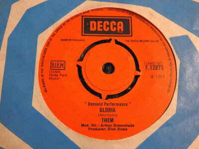 THEM - GLORIA / HERE COMES THE NIGHT - 1969 DECCA UK VINYL 7" (F. 12875)
