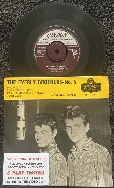 The Everly Brothers No.5 (Problems etc) 4 Track 7'' EP 1960 TESTED EX/EX VIDEO