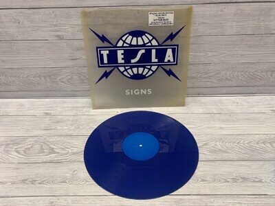 Tesla Signs 12 Inch Single in Blue Vinyl Limited Edition VG t0 VG+ Condition