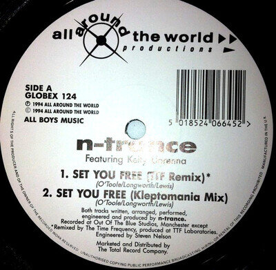 N-TRANCE - SET YOU FREE - 12” VINYL RECORD - RARE HOUSE HARDCORE BREAKBEAT RMXS