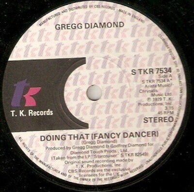 Gregg Diamond Doing That (Fancy Dancer) 7" vinyl UK Tk 1979 company sleeve