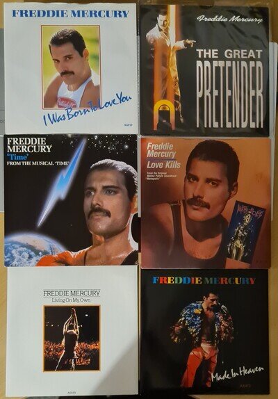 Freddie Mercury 7" Singles Pack 6 Releases Living On My Own Made In Heaven VG