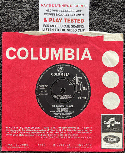 The Seekers – The Carnival Is Over / We Shall Not Be Moved 7'' 1965 EX+ VIDEO
