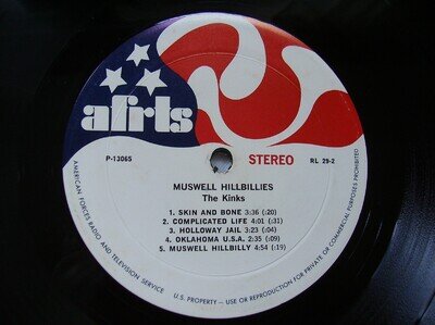 RARE AMERICAN FORCES RADIO SERVICE LP KINKS MUSWELL HILLBILLIES - IRON BUTTERFLY