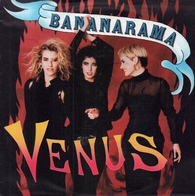 Bananarama Venus 7" vinyl UK London 1986 silver injection label design in paper