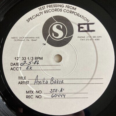 Anita Baker - Rapture LP TEST PRESSING Promo Specialty Records Rare US Elektra