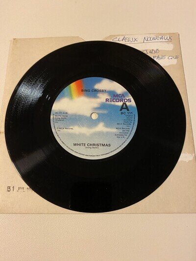 BING CROSBY-WHITE CHRISTMAS 7" VINYL SINGLE RECORD 1980!