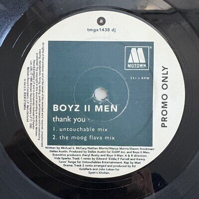 1995 VG 12" SINGLE: THANK YOU - BOYZ II MEN, MOTOWN TMGX1438DJ (PROMO COPY)