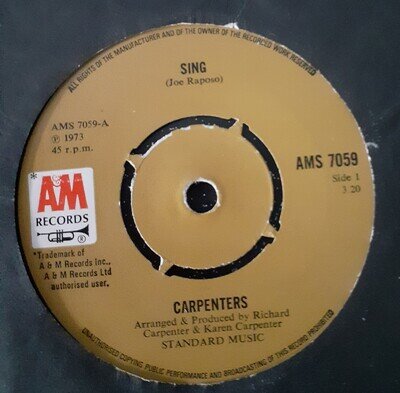 Carpenters - Sing (1971) 7" Vinyl Single