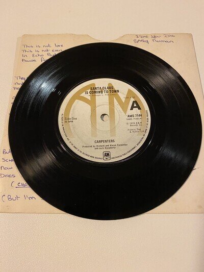 CARPENTERS-SANTA CLAUS IS COMING TO TOWN 7" VINYL SINGLE RECORD 1974!