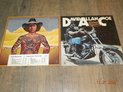 David Allan Coe lp lot - Tattoo (promo) Rides Again (still in shrinkwrap) NICE!!