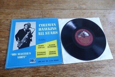 Coleman Hawkins All Stars Django Reinhardt UK 1954 1st HMV DLP 1055 Jazz 10" LP