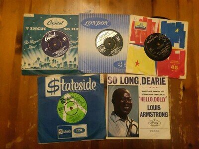 Bundle of 5 7" Singles by Louis Armstrong Inc. Rare Promo/Demo & US Release