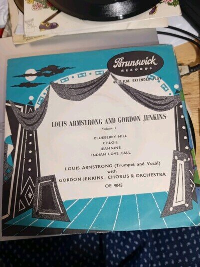 Louis Armstrong & Gordon Jenkins 7"45 EP Vinyl Record Issued 1957 EX EX Jazz.