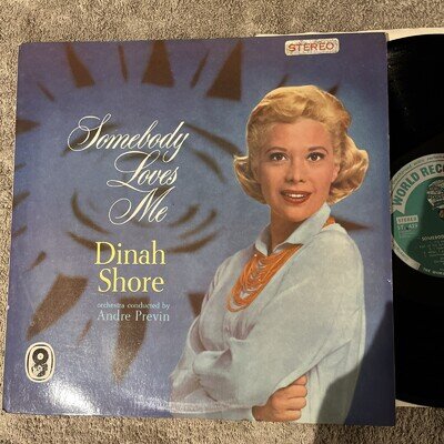 DINAH SHORE…"SOMEBODY LOVES ME"…world club records 12” VINYL LP (1960’s)…Ex