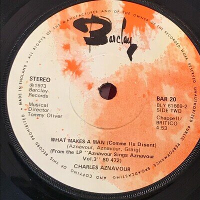 CHARLES AZNAVOUR The Old Fashioned Way 1973 UK 7" vinyl single Barclay record