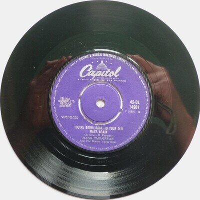 Hank Thompson You're Going Back To Your Old Ways Again 7" Capitol CL14961 EX ...