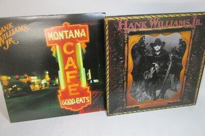 Hank Williams Jr. x 2 Vinyl 12" LP Record Albums, job lot, music.