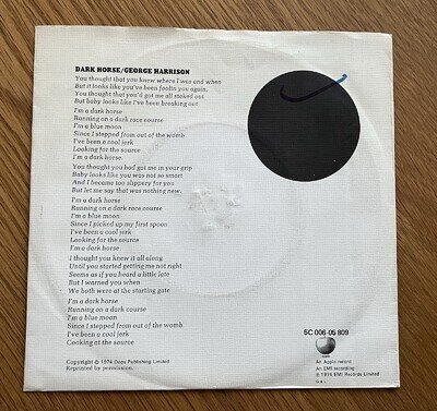 George Harrison - Dark Horse - 7” Single (Holland Issue)