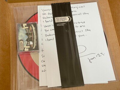 Noel Gallagher LIMITED EDITION PICTURE DISC LP RED CASSETTE & 2 LYRIC SHEETS