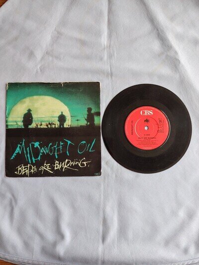MIDNIGHT OIL "BEDS ARE BURNING" 1987 7" VINYL SINGLE IN A PICTURE SLEEVE