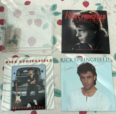Rick Springfield 3×7" Mint Vinyl EX Covers RICK 1/2/3 Poly Sleeves RCA UK Bundl