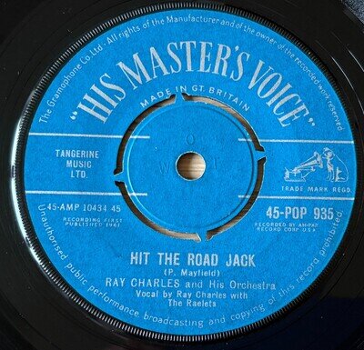 RAY CHARLES HIT THE ROAD JACK 7" HMV (1961) EX- BLUES R&B GT BRITAIN