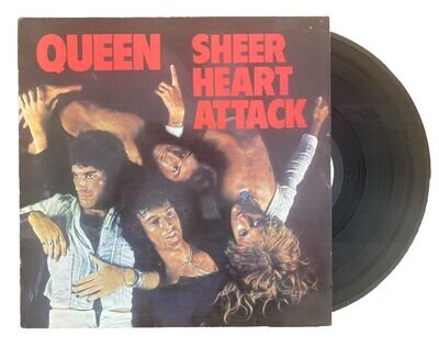 Queen - Sheer Heart Attack LP Record Lyric Inner Reissue EMC3061 EMI VG+ / VG+