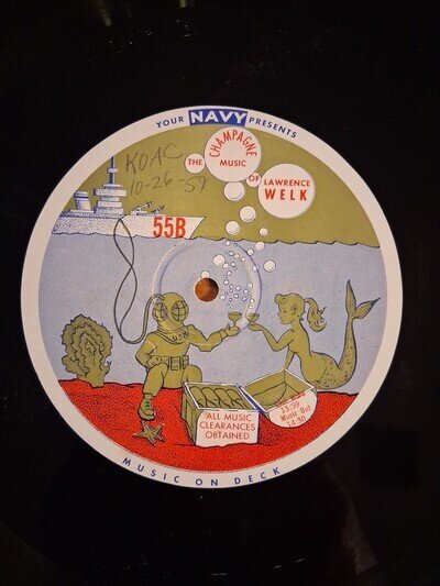 Vintage 16" Transcription Vinyl LAWRENCE WELK VG+ NAVY PRESENTS