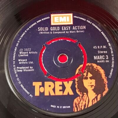 T-REX Solid Gold Easy Action 1972 UK 7" vinyl single 45 record Marc Bolan