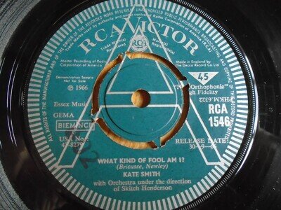 Kate Smith - What Kind Of Fool Am i UK RCA PROMO 7" Vinyl single 1966