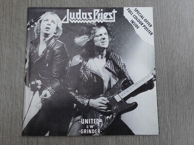Judas Priest UNITED / GRINDER 1980 UK 7" POSTER BAG SLEEVE PLAYS MINT HEAR