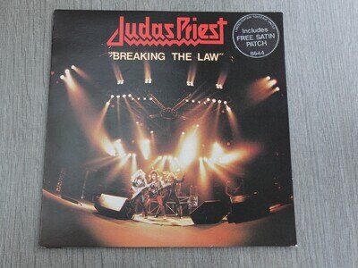 Judas Priest BREAKING THE LAW 1980 UK 7" P/S Free Patch Sticker PLAYS MINT HEAR