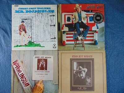 4 Vintage Jerry Jeff Walker Vinyl LP Record Albums-Bojangles-White Label Promo