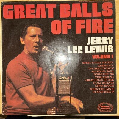 Jerry Lee Lewis LP "Great Balls Of Fire Vol 1 " 1974 UK Press Album In VGC