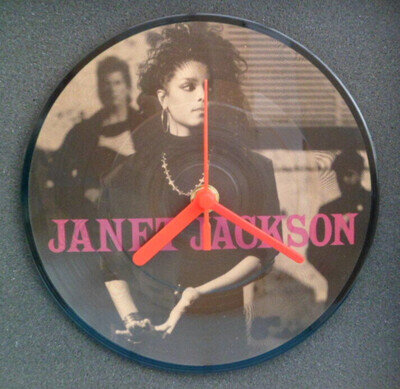 JANET JACKSON PICTURE DISC CLOCK Wall / Desk PD7090 LET'S WAIT Original 7" Clock