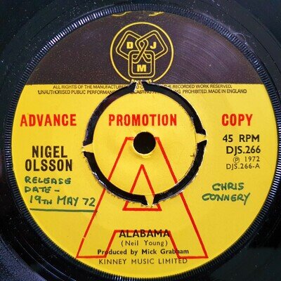Nigel Ollson - Alabama / Sunshine Looks Like Rain - Rare 1971 Promo 7"