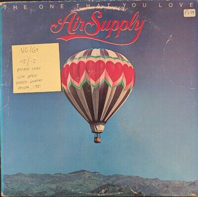 Air Supply The One That You Love Vinyl Record VG/G+ AL 9551 1981