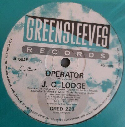 J. C. LODGE - Operator (Greensleeves Records) 12" Reggae vinyl 1988 Pre-owned