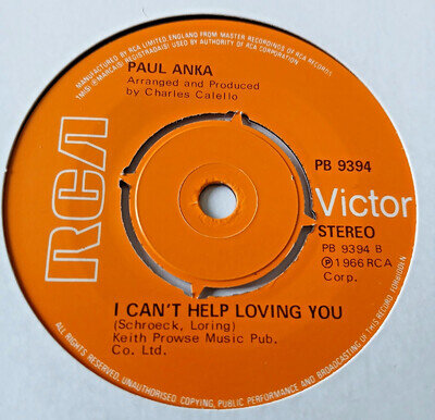 Paul Anka - I Can't Help Loving You - UK RCA - 60's Northern Soul