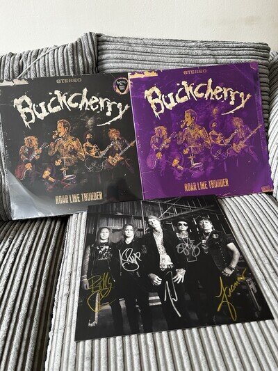 BUCKCHERRY - Roar Like Thunder - Yellow & Purple Merge Vinyl SIGNED sealed new