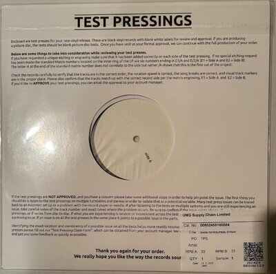 SNOW PATROL FINAL STRAW WHITE LABEL TEST PRESSING 12" VINYL LP MEGA RARE