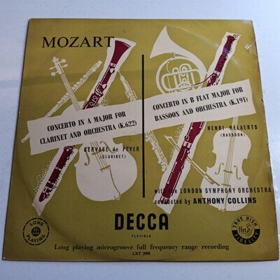 Mozart / Clarinet Concerto / Bassoon Concerto 1958 LP / EX / FAST POST