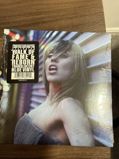 Miley Cyrus Walk of Fame /Reborn UO 7 Inch Single Vinyl Record Blue