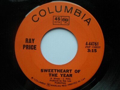 Ray Price Sweetheart Of The Year 7" Columbia 444761 EX 1970s Canadian pressing